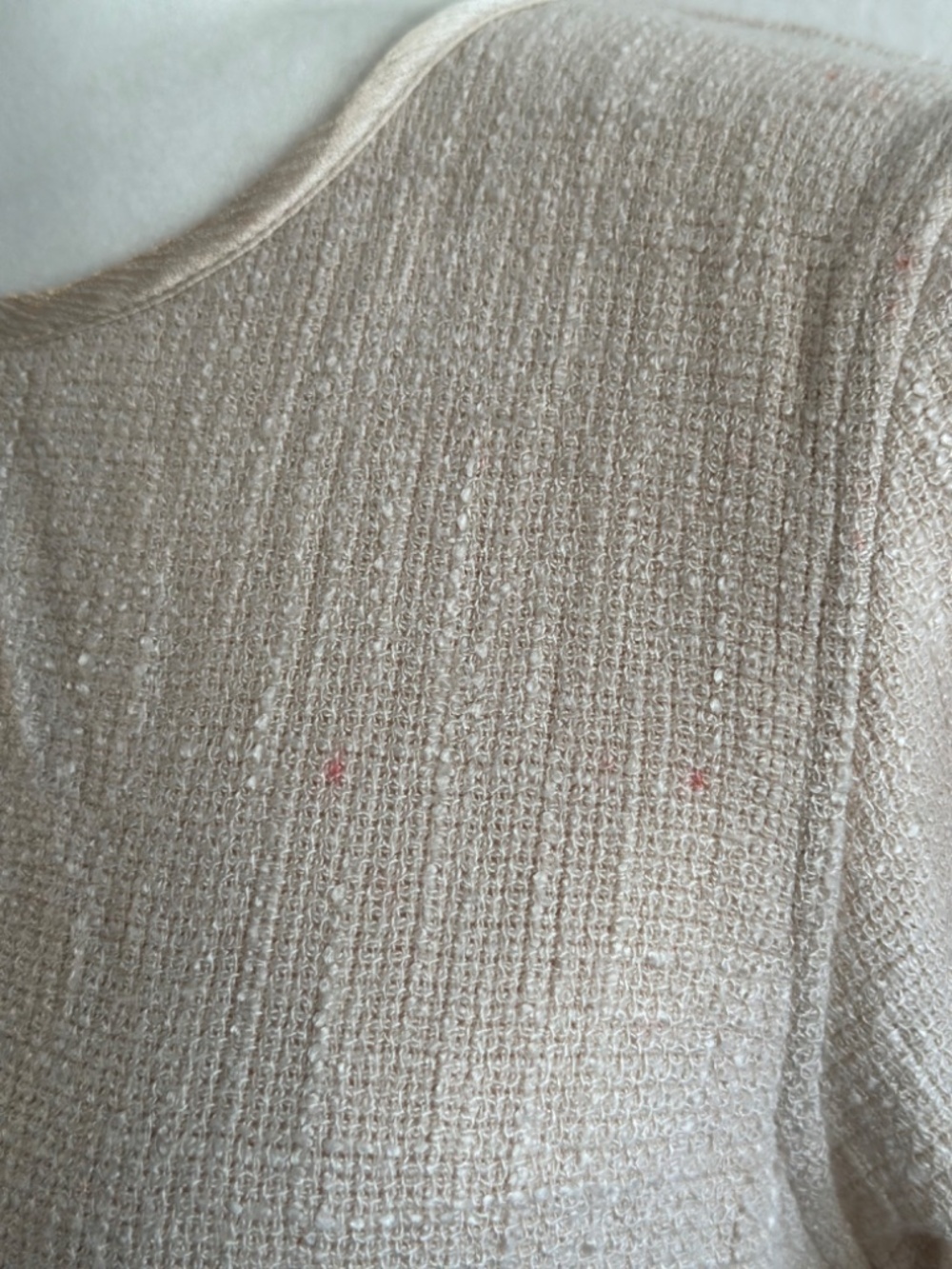 Softwear by Mark Singer Beige Textured Rayon Blouse Small Long Sleeve Minimalist - Picture 11 of 13
